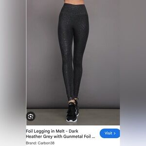 Carbon38 High Rise full length Foil legging-granite black